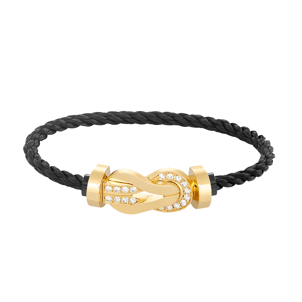 [AURORA]CHANCE LARGE 8 FIGURE BUCKLE HALF DIAMOND BRACELET GOLD