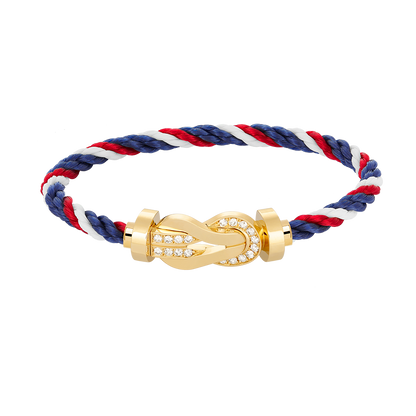 [AURORA]CHANCE LARGE 8 FIGURE BUCKLE HALF DIAMOND BRACELET GOLD