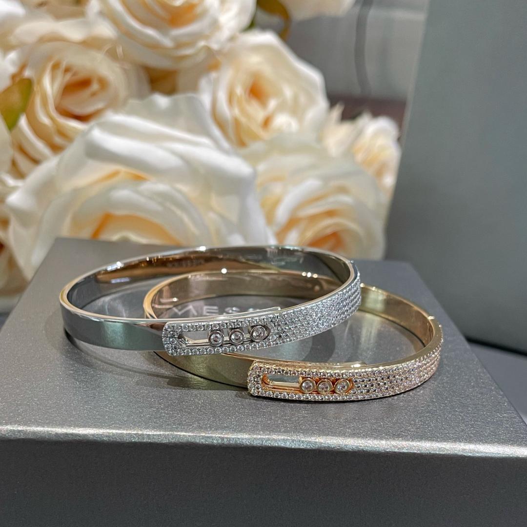 [AURORA]Move Noa Rose Gold Pavé Diamond Bangle Bracelet