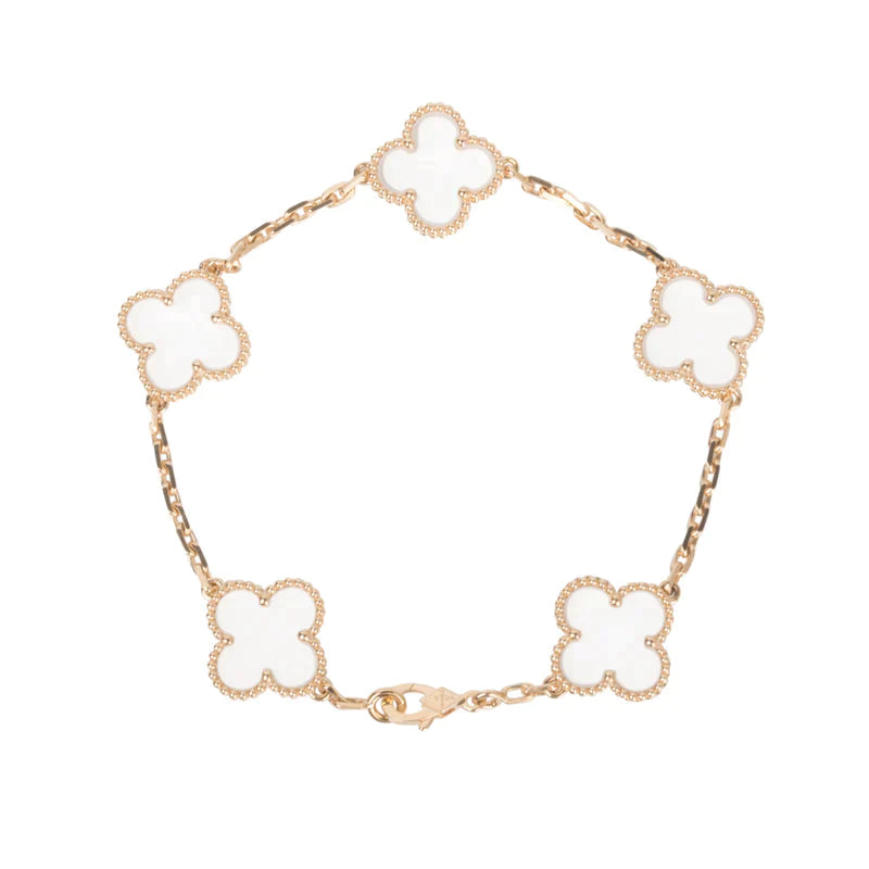 [AURORA]CLOVER 5 MOTIF ROCK CRYSTAL BRACELET