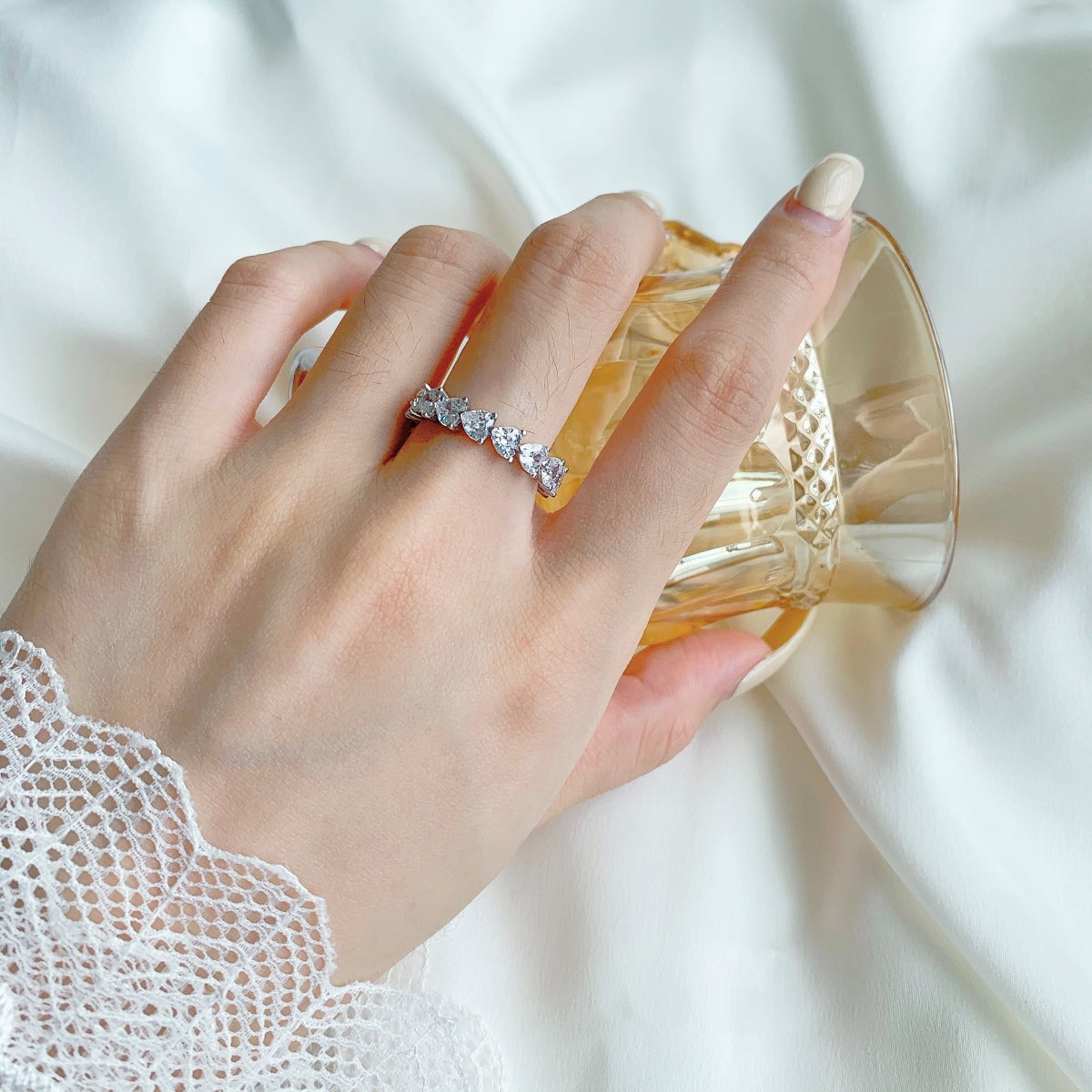 [AURORA]0.25 Carat Radiant Romance Heart Cut Lover Ring