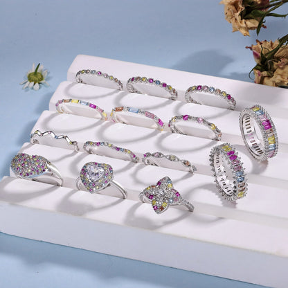 [AURORA]Dainty Kaleidoscopic Emerald Cut Daily Ring