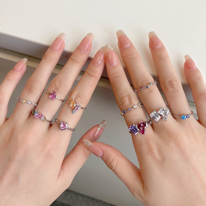 [AURORA]Radiant Colorful Round Cut Daily Ring
