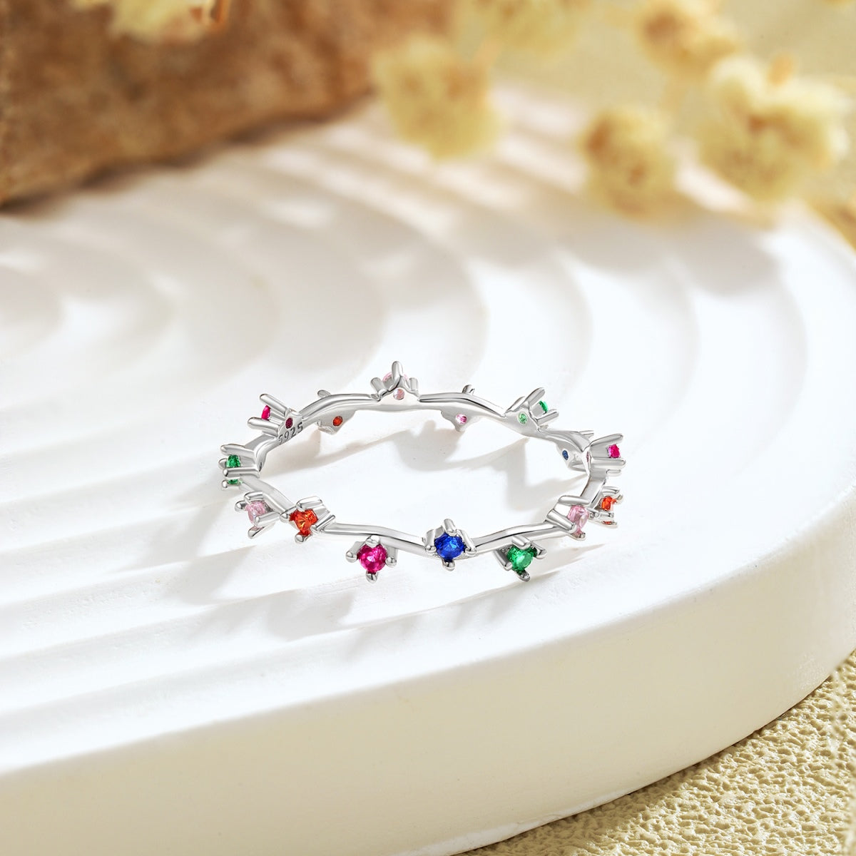 [AURORA]Radiant Colorful Round Cut Daily Ring