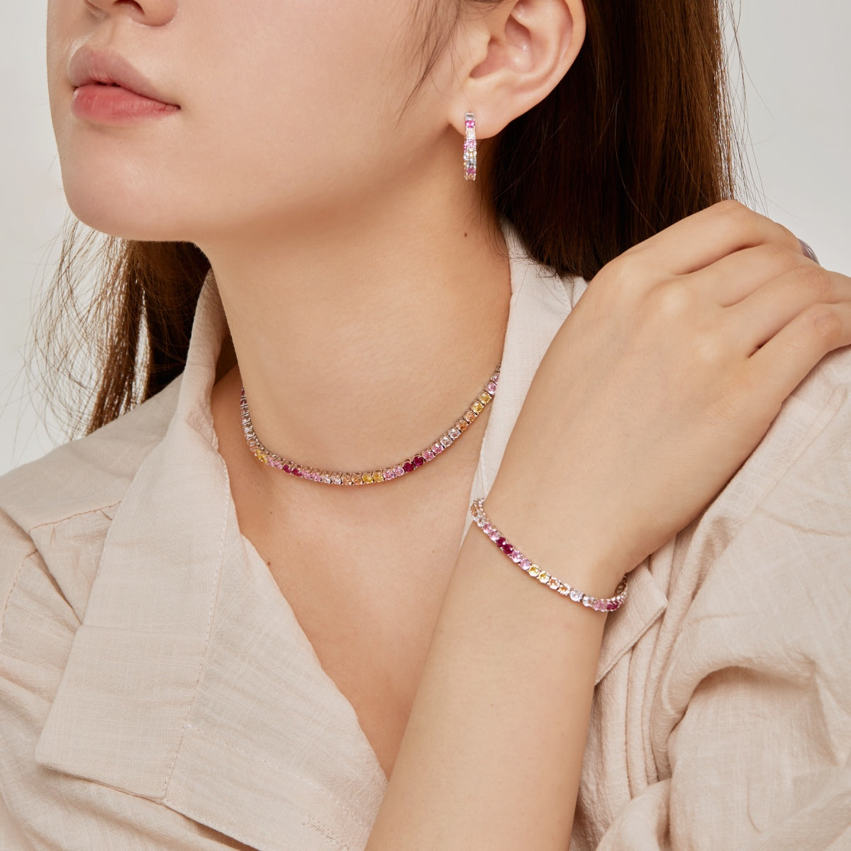 [AURORA]Radiant Colorful Round Cut Tennis Bracelet