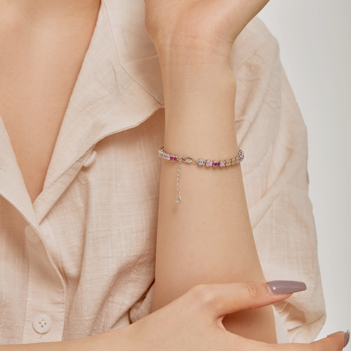 [AURORA]Delicate Colorful Emerald Cut Party Bracelet