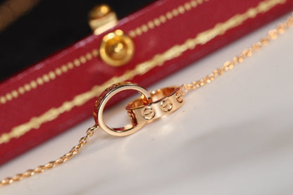 [AURORA]LOVE NECKLACE PINK GOLD AND SILVER