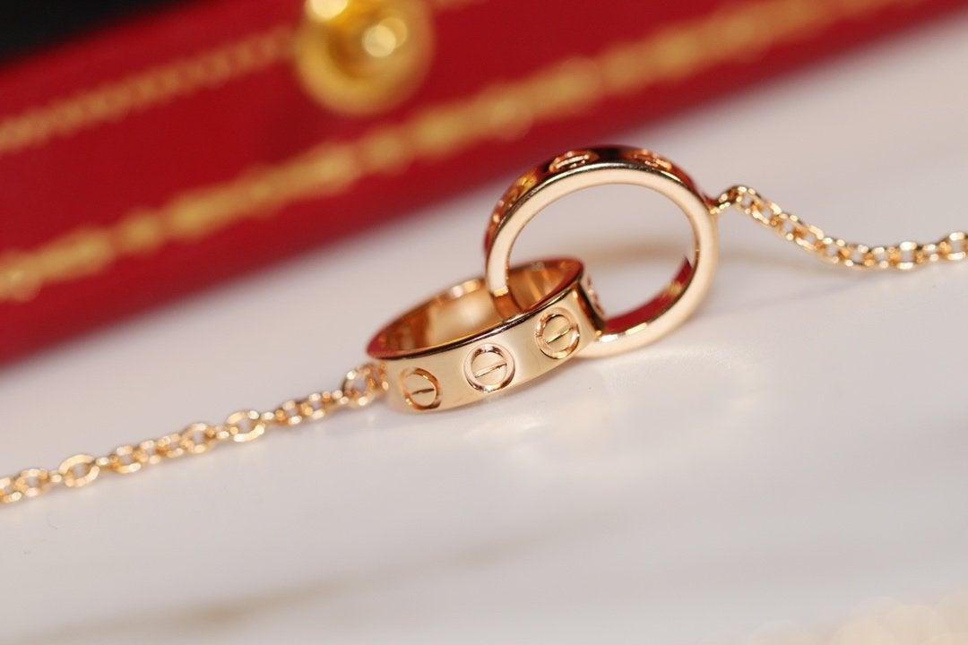 [AURORA]LOVE NECKLACE PINK GOLD AND SILVER