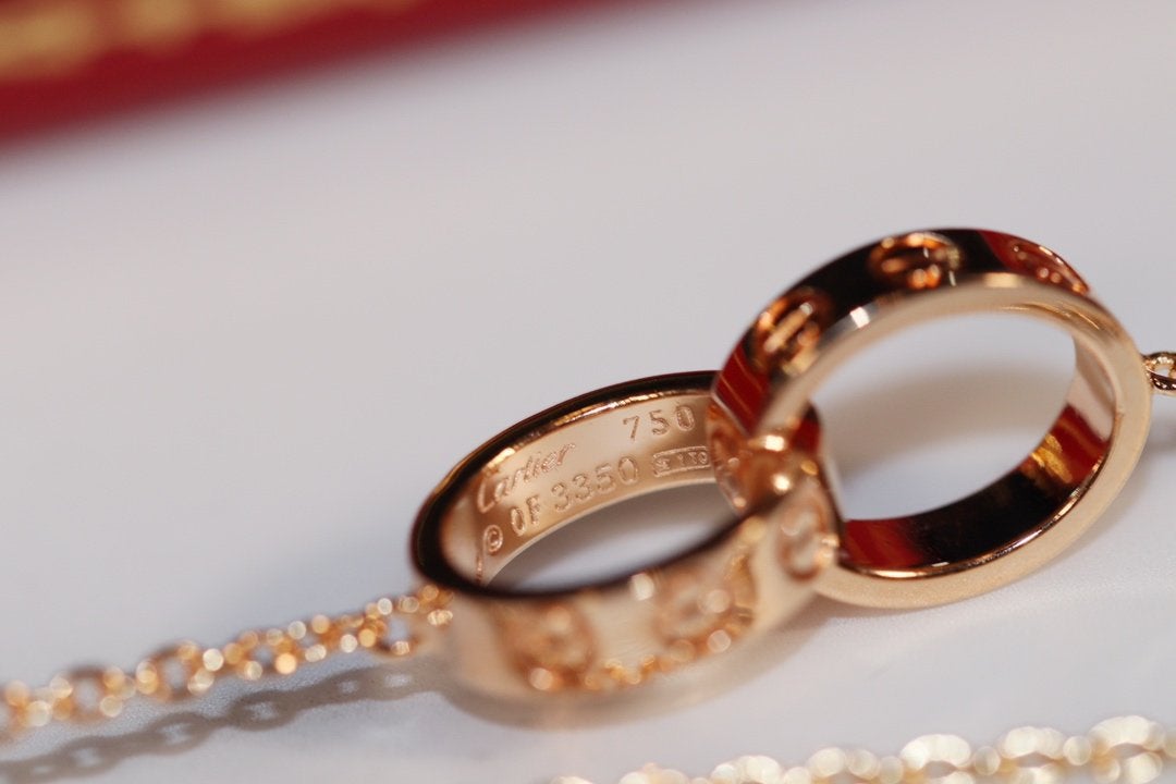 [AURORA]LOVE NECKLACE PINK GOLD AND SILVER