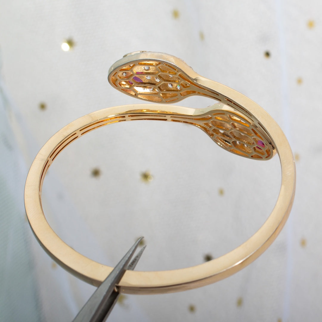 [AURORA]SERPENTI BRACELET PINK GOLD DIAMOND DOUBLE SNAKE