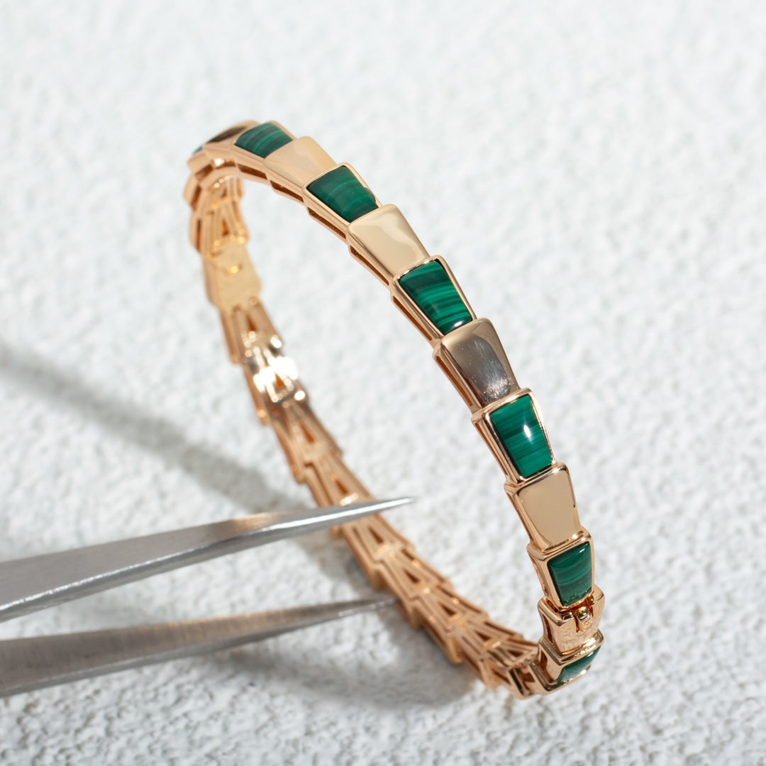 [AURORA]SERPENTI-ARMBAND ROSA GOLD MALACHIT 