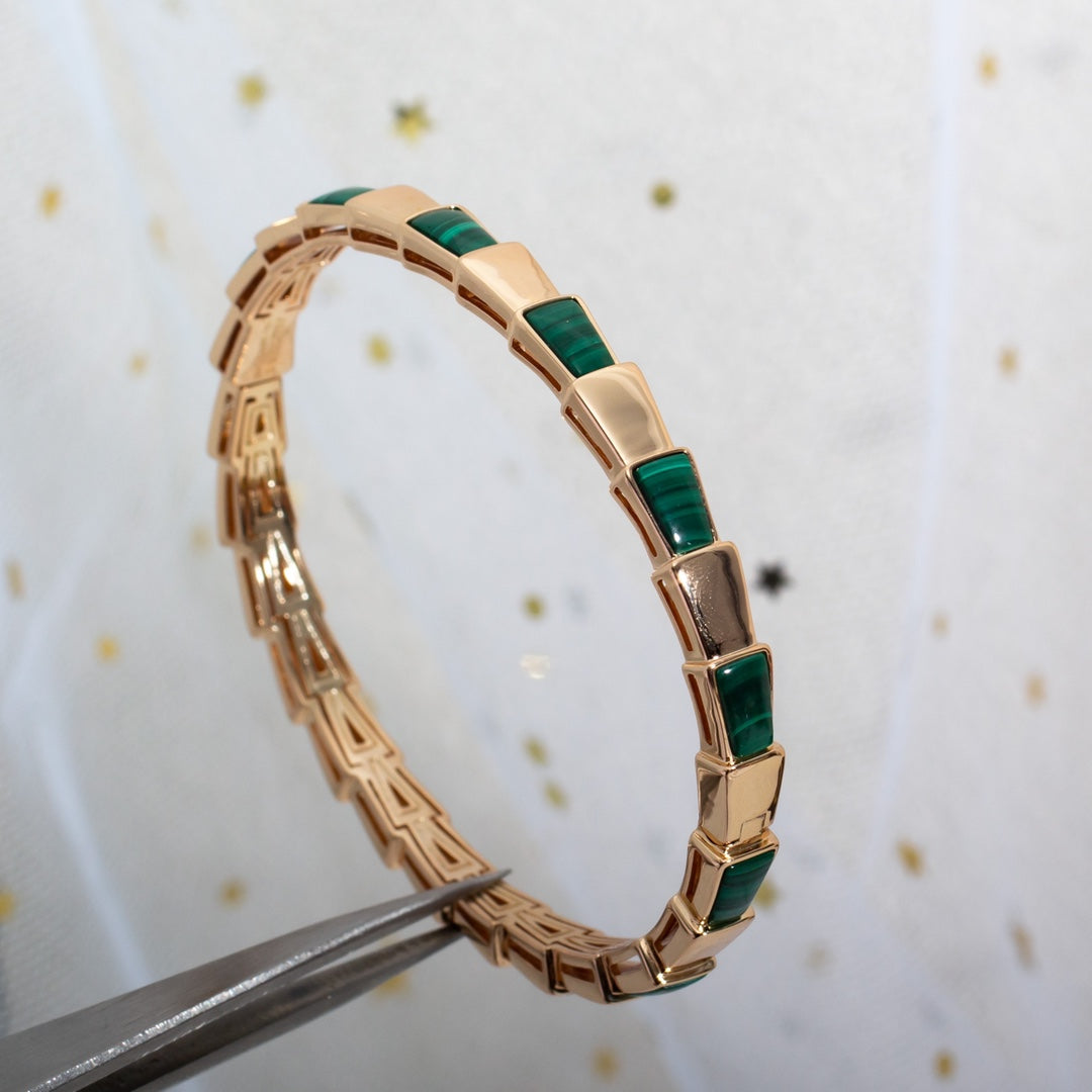 [AURORA]SERPENTI-ARMBAND ROSA GOLD MALACHIT 