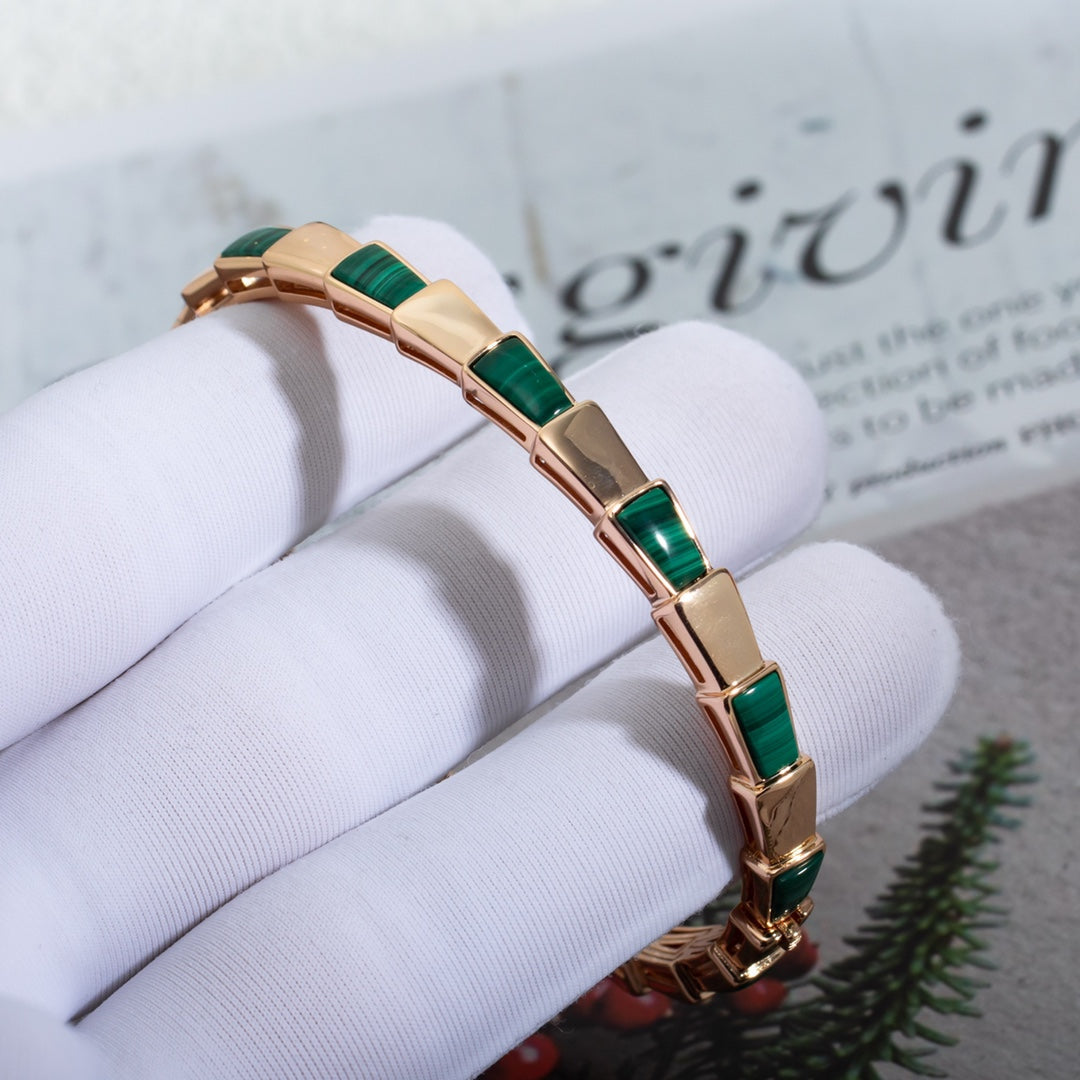 [AURORA]SERPENTI-ARMBAND ROSA GOLD MALACHIT 