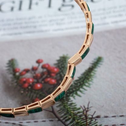 [AURORA]SERPENTI-ARMBAND ROSA GOLD MALACHIT 