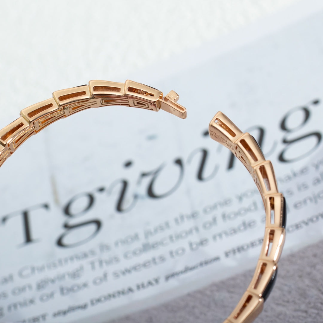 [AURORA]SERPENTI-ARMBAND ROSA GOLD ONYX