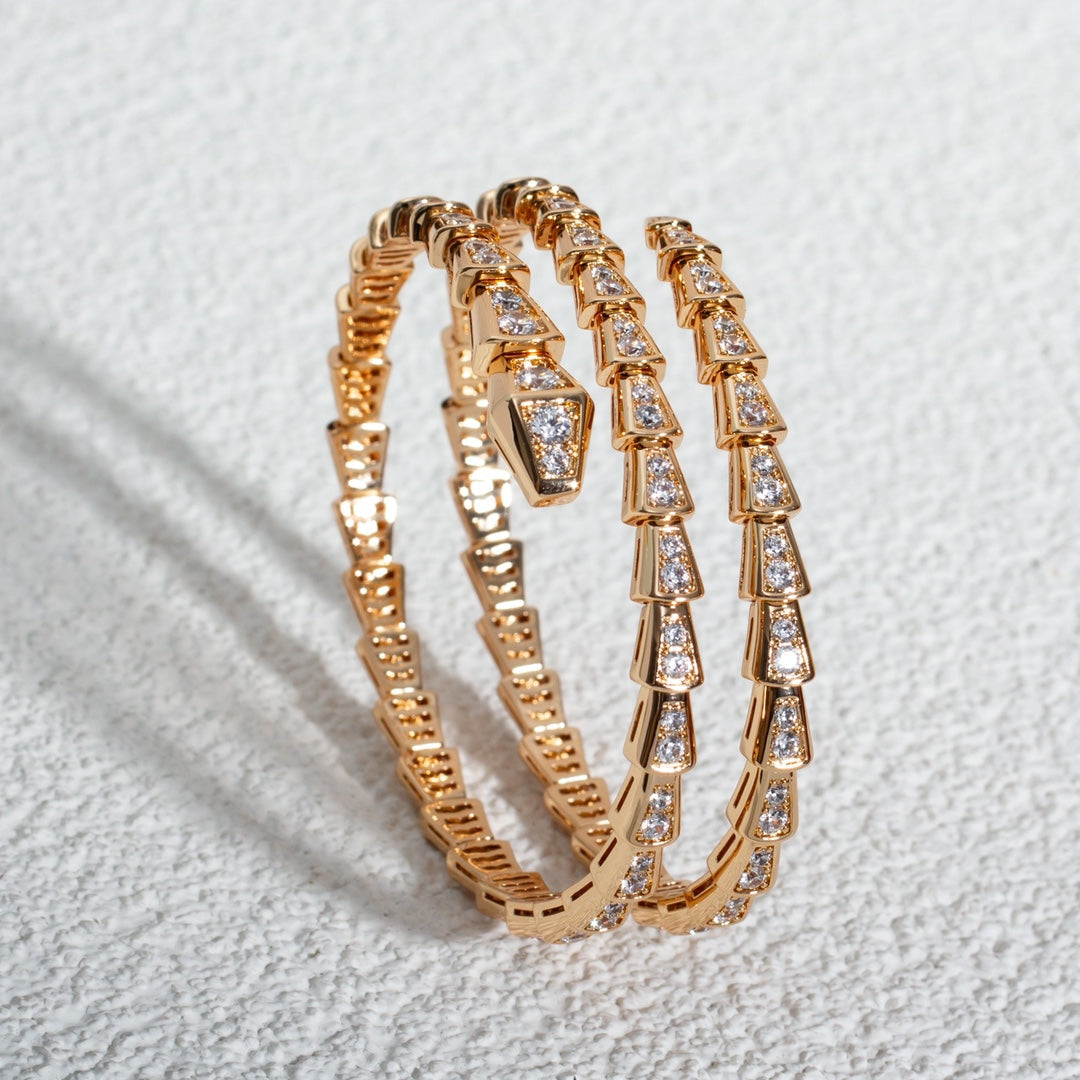 [AURORA]SERPENTI BRACELET PINK GOLD DIAMOND DOUBLE ROW