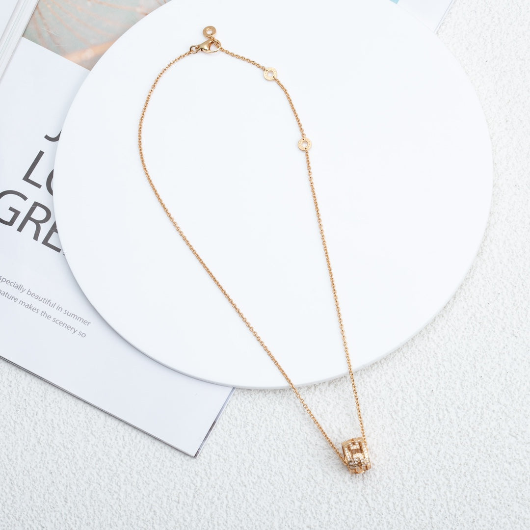 [AURORA]PARENTESI NECKLACE PINK GOLD DIAMOND