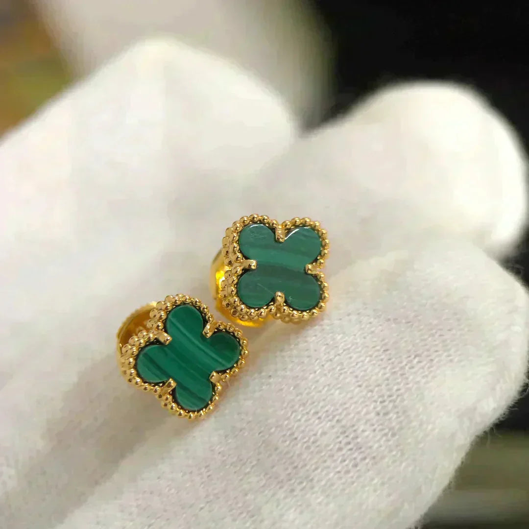 [basloveJW]CLOVER MINI 9,5MM MALACHIT OHRRINGE