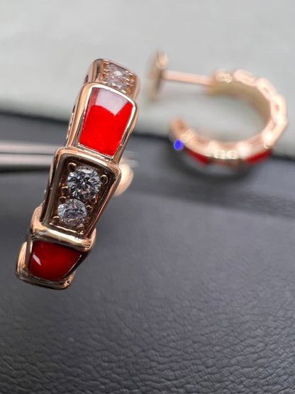 [AURORA]SERPENTI CARNELIAN PINK GOLD EARRINGS