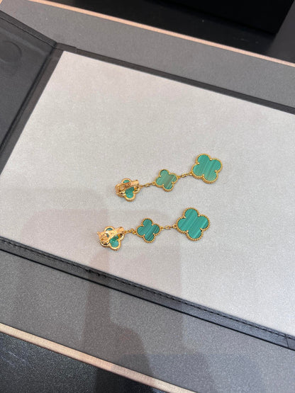 [AURORA]CLOVER MALACHITE 3 MOTIFS GOLD