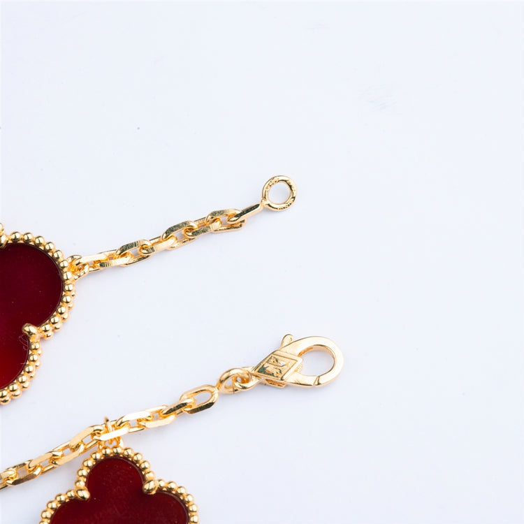 [AURORA]CLOVER BRACELET 5 MOTIFS CARNELIAN TIGER EYE