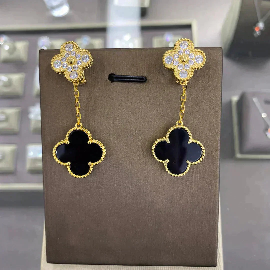 [basloveJW]CLOVER 2 MOTIFS DIAMOND OHRRINGE (MEHRFACHAUSWAHL)