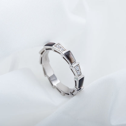 [AURORA]SERPENTI RING SILBER DIAMANT SCHWARZ MOP 3MM