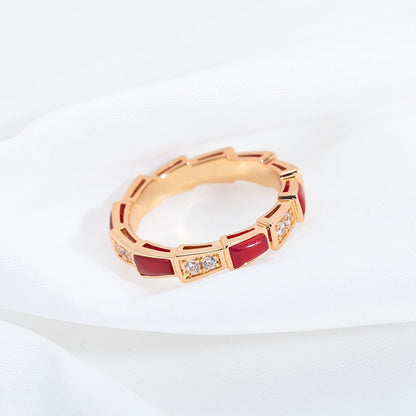 [AURORA]SERPENTI RING ROTGOLD KARNEOL DIAMANT 3MM