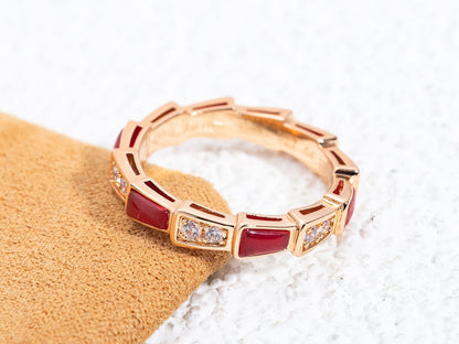 [AURORA]SERPENTI RING ROTGOLD KARNEOL DIAMANT 3MM