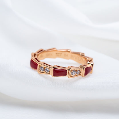 [AURORA]SERPENTI RING ROTGOLD KARNEOL DIAMANT 3MM