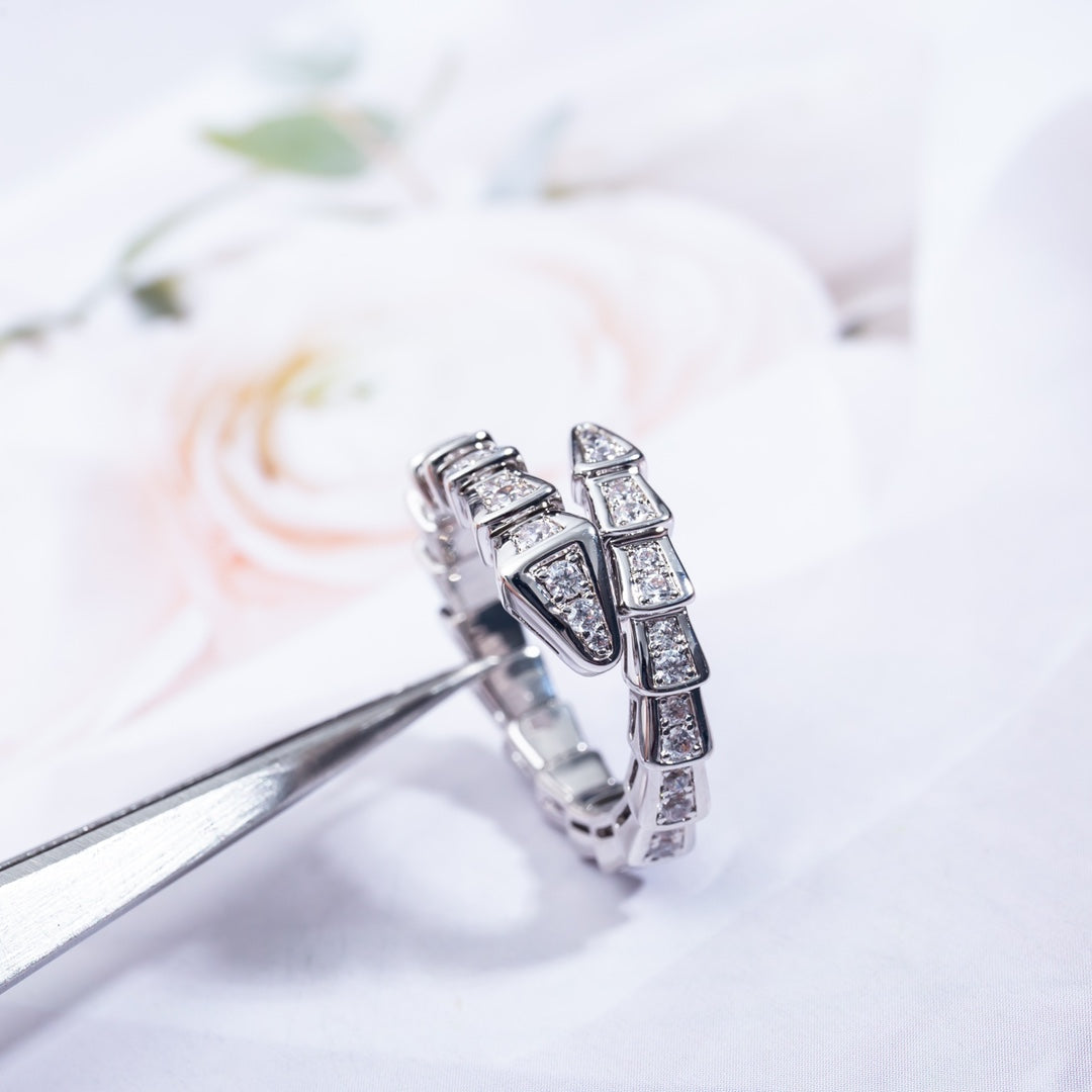 [AURORA]SERPENTI RING SILVER DIAMOND PAVED 4MM