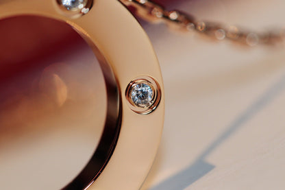 [AURORA]LOVE NECKLACE 16MM 6 DIAMONDS PINK GOLD