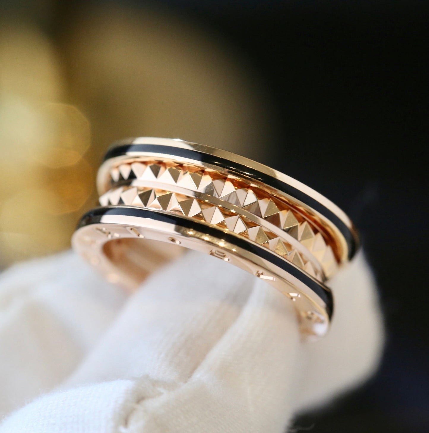 [AURORA]ZERO 1 PINK GOLD BLACK CERAMIC RING