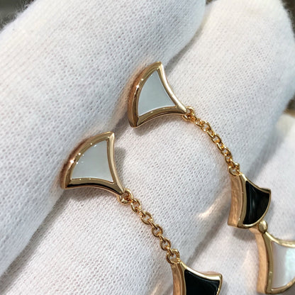 [AURORA]DREAM EARRINGS 3 MOTIFS ONYX MOP PINK GOLD