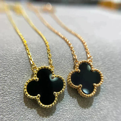 [basloveJW]CLOVER 15MM SCHWARZER ONYX EINZELNE BLUMENKETTE