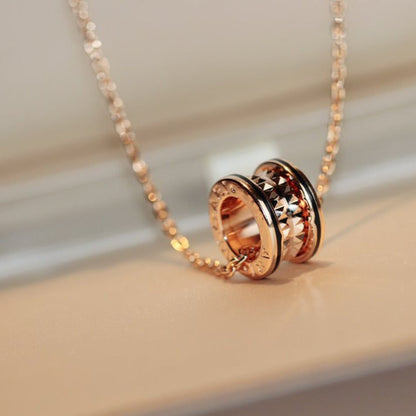 [AURORA]ZERO 1 ROCK PEDANT PINK GOLD BLACK NECKLACE