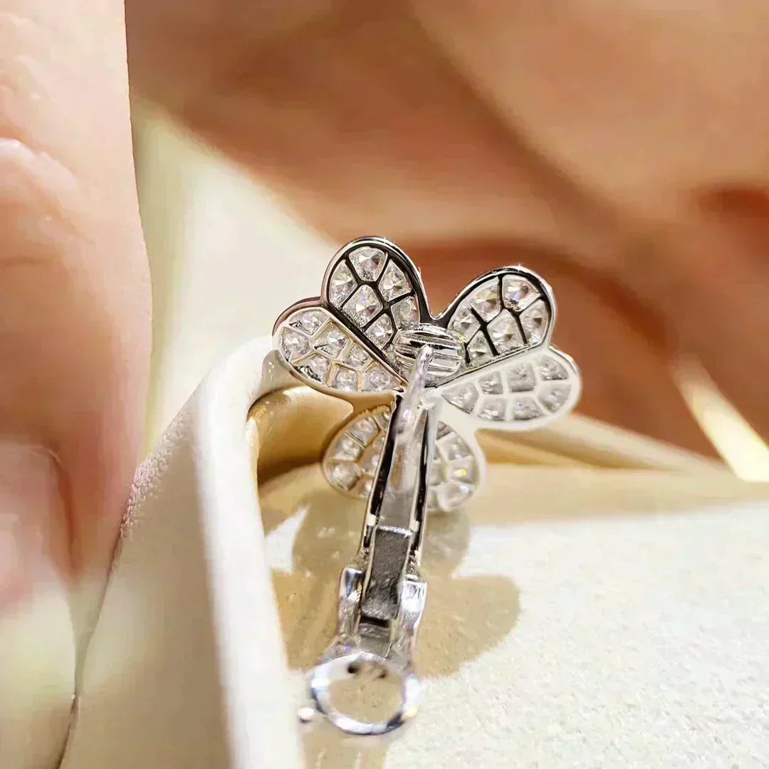 [basloveJW]CLOVER COMOS DIAMANT OHRRINGE SILBER