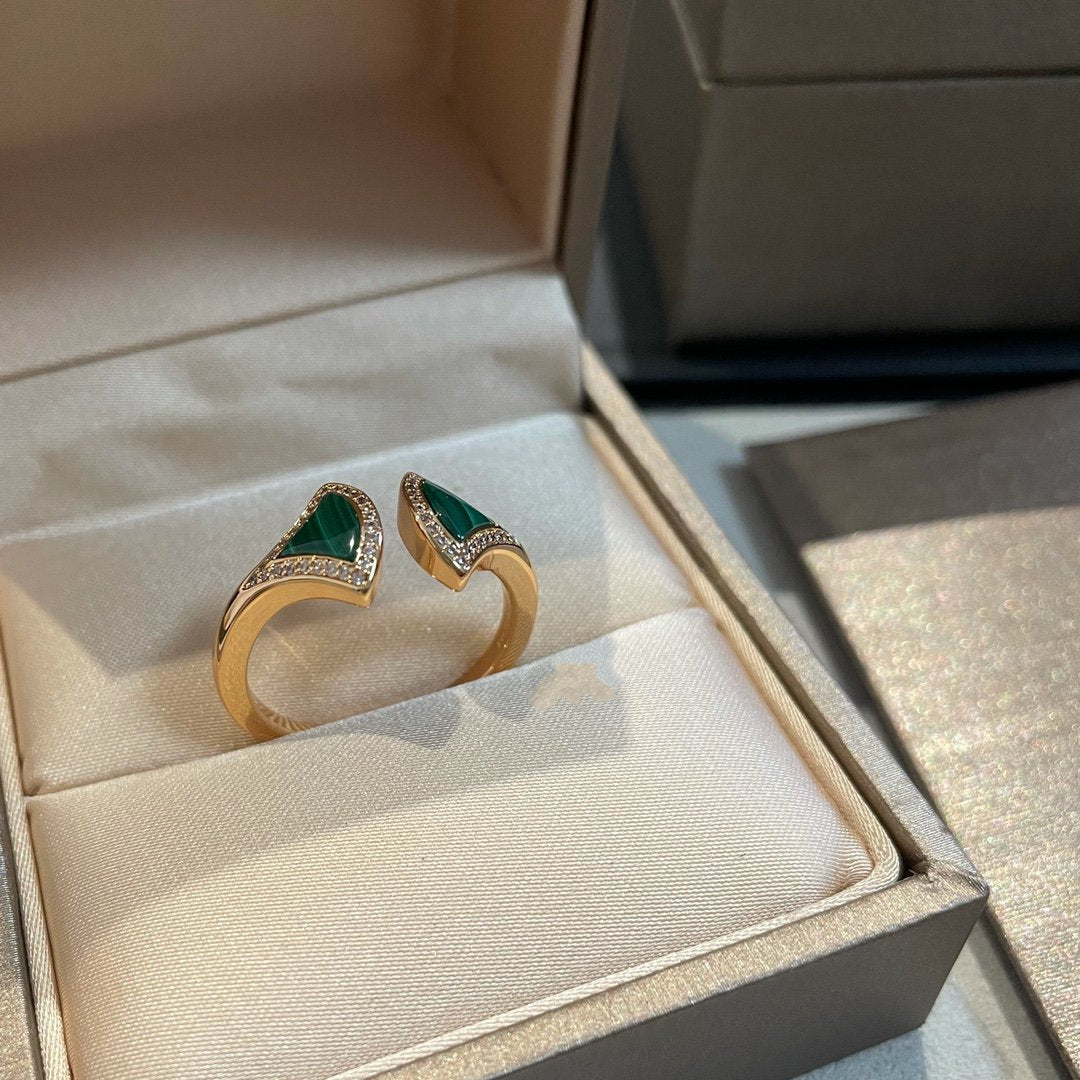 [AURORA]DREAM MALACHIT DIAMANT OFFENER RING