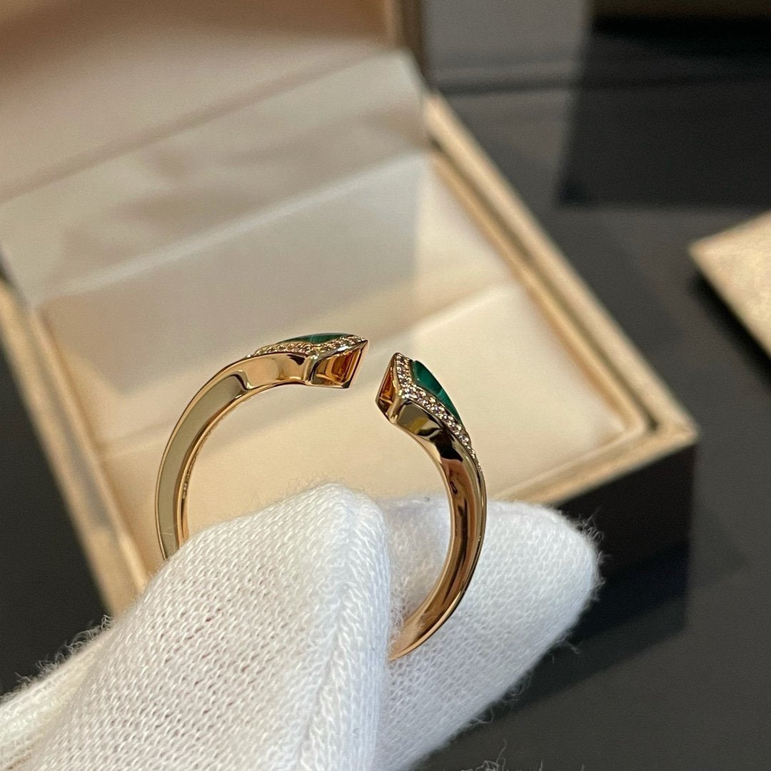 [AURORA]DREAM MALACHIT DIAMANT OFFENER RING
