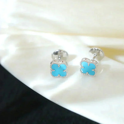 [basloveJW]CLOVER MINI 9,5MM ONYX OHRSTECKER SILBER