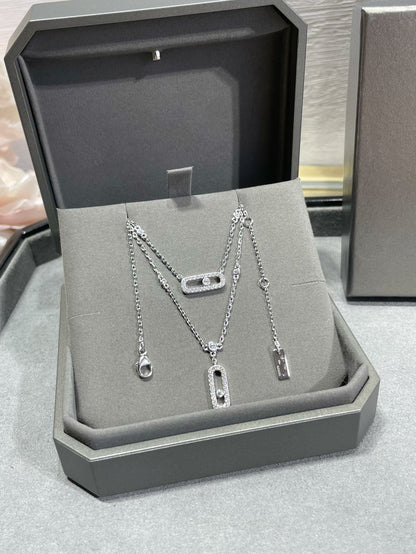 [AURORA]MOVE 2 ROW DIAMOND NECKLACE