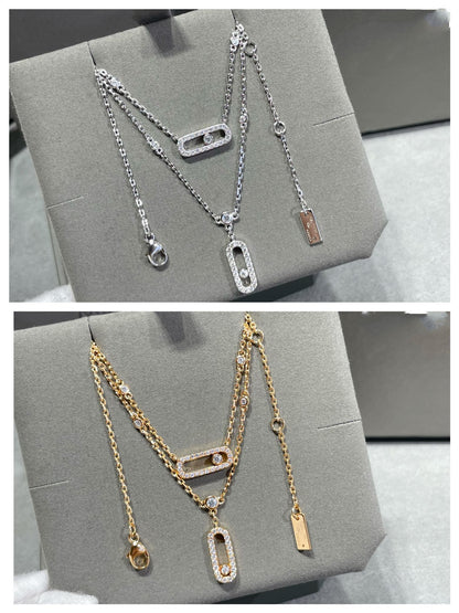[AURORA]MOVE 2 ROW DIAMOND NECKLACE