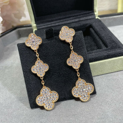 [basloveJW]Ohrringe aus Roségold mit Kleeblattmotiven und Diamanten