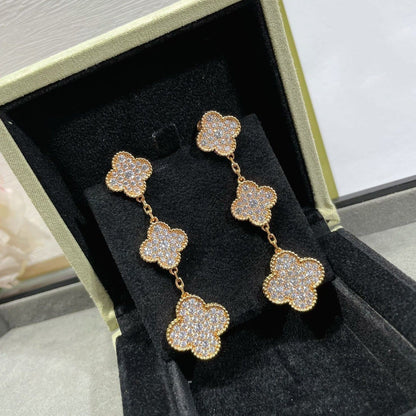 [basloveJW]Ohrringe aus Roségold mit Kleeblattmotiven und Diamanten