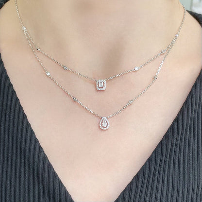 [AURORA]MY TWIN 2 ROW DIAMOND NECKLACE