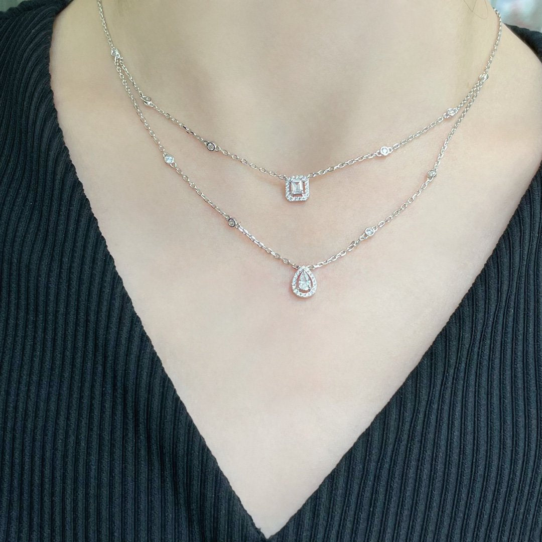 [AURORA]MY TWIN 2 ROW DIAMOND NECKLACE