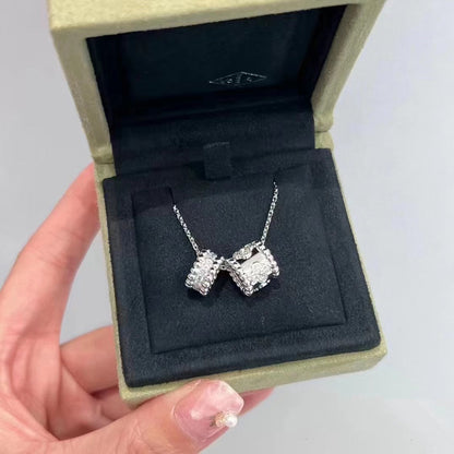 [basloveJW]PERLEE DOPPELANHÄNGER SILBER DIAMANT HALSKETTE