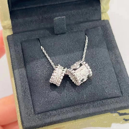 [basloveJW]PERLEE DOPPELANHÄNGER SILBER DIAMANT HALSKETTE
