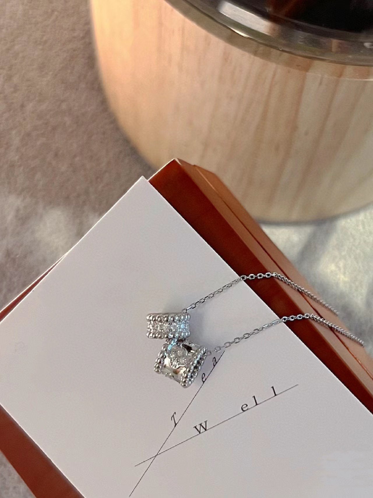 [basloveJW]PERLEE DOPPELANHÄNGER SILBER DIAMANT HALSKETTE