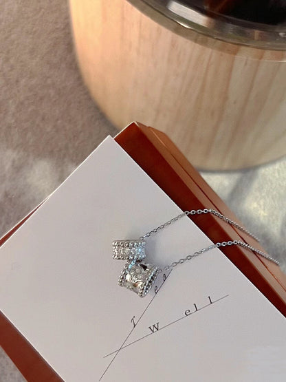 [basloveJW]PERLEE DOPPELANHÄNGER SILBER DIAMANT HALSKETTE